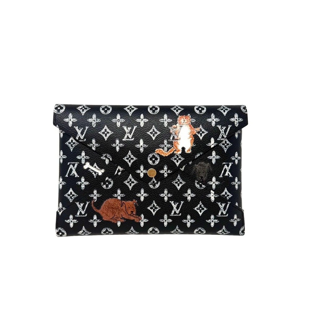 Louis Vuitton Grace Coddington Catogram Trunk Kirigami Envelope Clutch GM Black